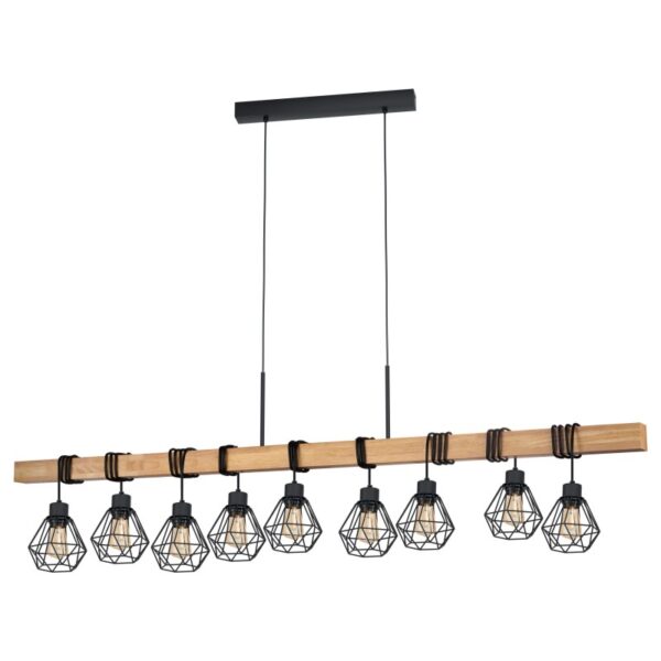 Lustra vintage EGLO TOWNSHEND 5 43134 - E27 9X60W - Lemn - Maro - Negru