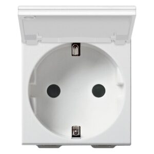 Priza schuko cu capac standard german 2P+E 16A white 2 Module Vimar Neve UP 09208.C