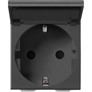 Priza schuko cu capac standard german 2P+E 16A carbon matt 2 Module Vimar Neve UP 09208.C.CM