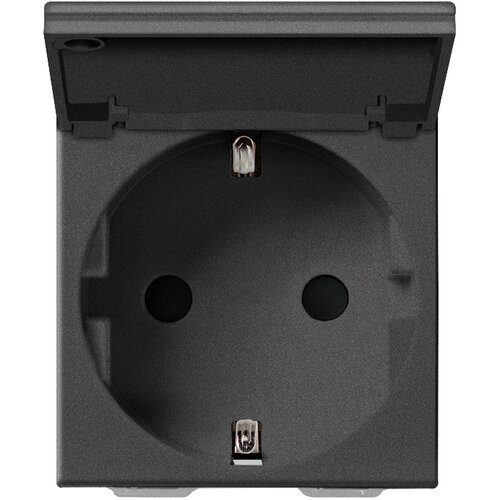 Priza schuko cu capac standard german 2P+E 16A carbon matt 2 Module Vimar Neve UP 09208.C.CM