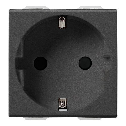 Priza schuko standard german 2P+E 16A 2 Module carbon matt Vimar Neve UP 09208.CM