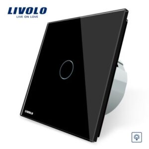 Intrerupator cu variator cu touch Livolo din sticla negru VL-C701D-12