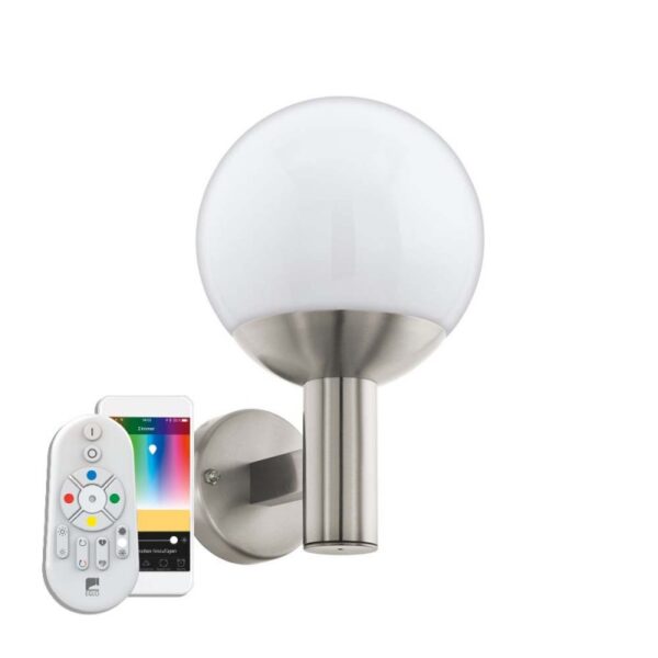 Aplica inteligenta exterior EGLO NISIA-C 97247 - E27 1X9W IP44 - Inox - Alb