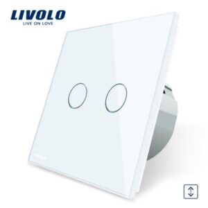 Intrerupator draperie cu touch Livolo din sticla alb VL-C702W-11
