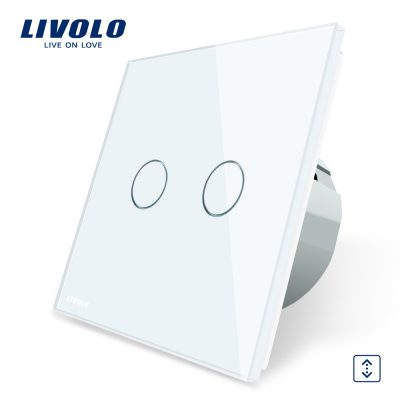 Intrerupator draperie cu touch Livolo din sticla alb VL-C702W-11