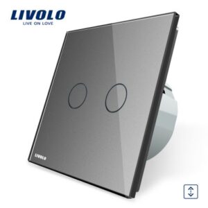 Intrerupator draperie cu touch Livolo din sticla gri VL-C702W-15