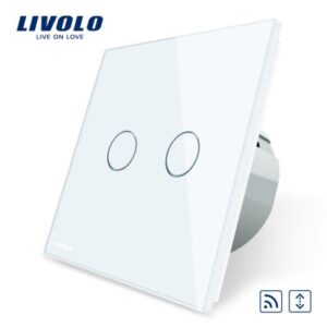 Intrerupator draperie wireless cu touch Livolo din sticla alb VL-C702WR-11