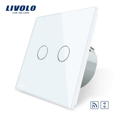 Intrerupator draperie wireless cu touch Livolo din sticla alb VL-C702WR-11