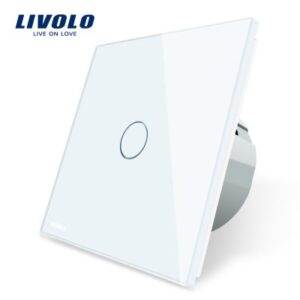 Intrerupator simplu cu touch Livolo din sticla alb VL-C701-11