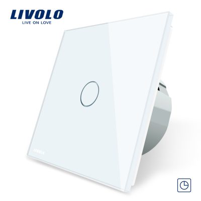 Intrerupator simplu cu timer si touch Livolo din sticla alb VL-C701T-11