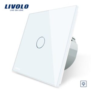 Intrerupator cu variator cu touch Livolo din sticla alb VL-C701D-11