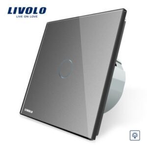 Intrerupator cu variator cu touch Livolo din sticla gri VL-C701D-15