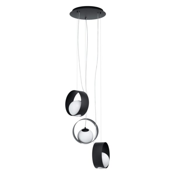 Lustra EGLO CAMARGO 98441 - E14 3X40W D350mm - Sticla opal mat - Negru