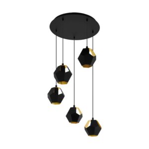 Lustra EGLO RASIGURES 39635 - E27 5X28W D570mm - Otel - Auriu - Negru