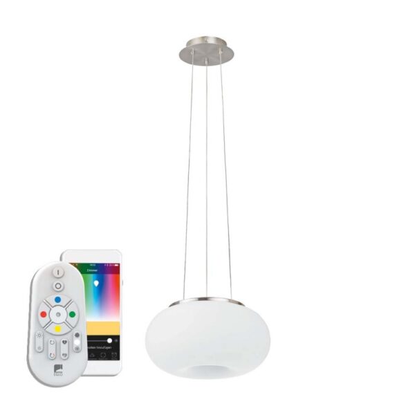 Lustra inteligenta EGLO OPTICA-C 98371 - LED RGB 22W 2900lm 2700-6500K D375mm - Sticla opal mat - Nichel Mat