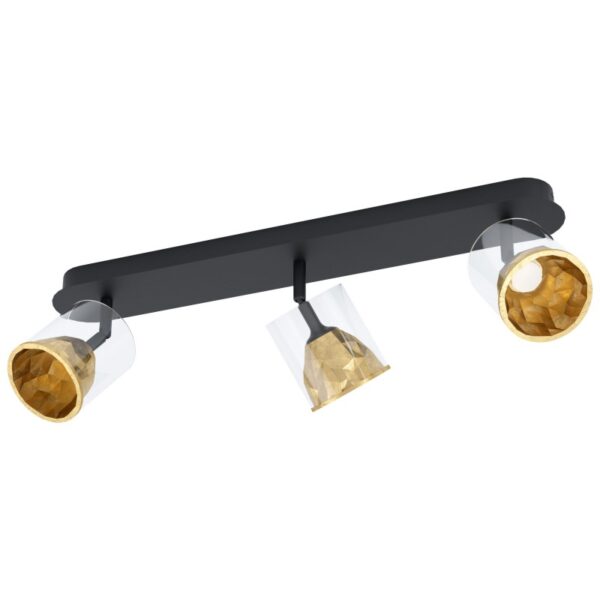 Plafoniera EGLO MELITO 39575 - LED 3X5.4W 1530lm 3000K - Sticla - Auriu - Negru