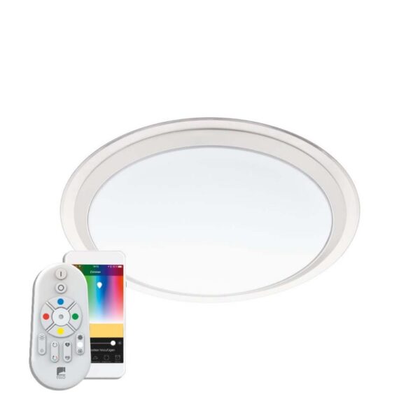 Plafoniera inteligenta EGLO COMPETA-C 96818 - LED RGB 17W 2100lm 2700-6500K D430mm - Otel - Alb - Transparent - Argintiu