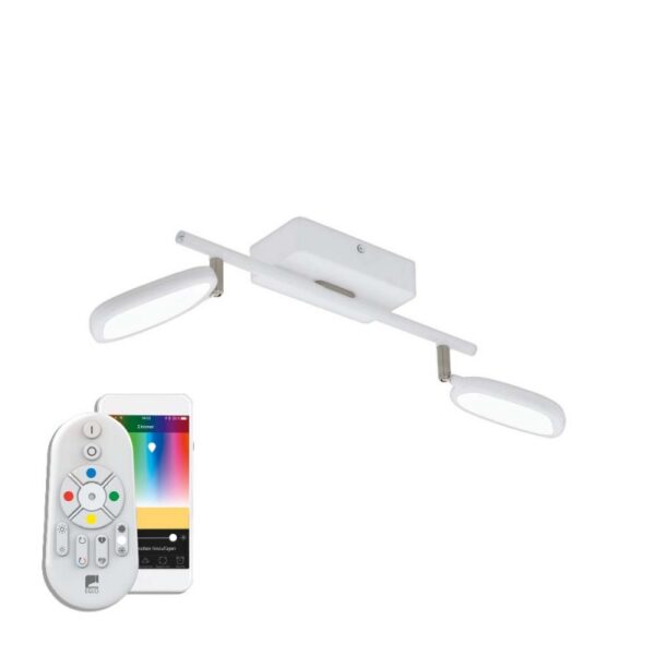 Plafoniera inteligenta EGLO PALOMBARE-C 97692 - LED RGB 2X5W 1200lm 2700-6500K - Plastic - Aluminiu - Otel - Alb