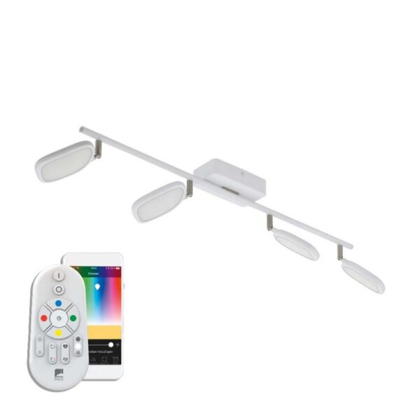 Plafoniera inteligenta EGLO PALOMBARE-C 97694 - LED RGB 4X5W 2400lm 2700-6500K - Plastic - Aluminiu - Otel - Alb