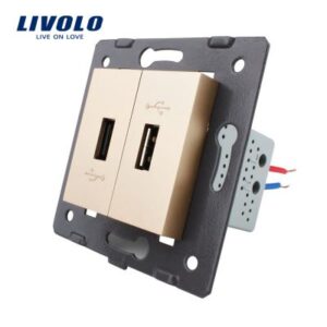 Priza Dubla USB Livolo Auriu VL-C7-2USB-13