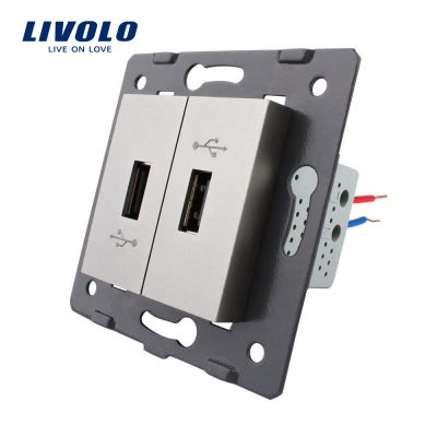 Priza Dubla USB Livolo Gri VL-C7-2USB-15
