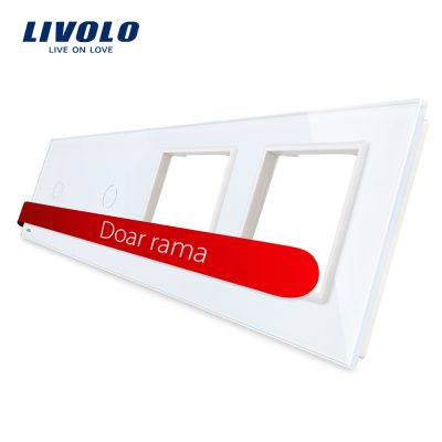Panou 2 intrerupatoare simple cu touch plus 2 prize LIVOLO din sticla Alb BB-C7-C1-C1-SR-SR-11