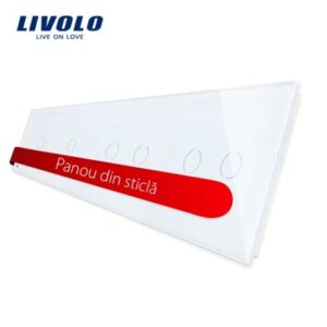 Panou intrerupator simplu plus simplu plus dublu plus dublu cu touch LIVOLO din sticla Alb BB-C7-C1-C1-C2-C2-11