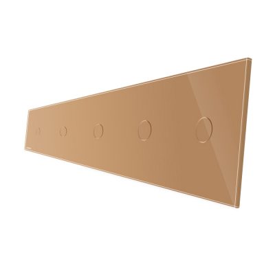 Panou 5 intrerupatoare simple cu touch Livolo din sticla Auriu BB-C7-C1-C1-C1-C1-C1-13