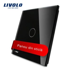 Panou intrerupator cu touch Livolo din sticla Negru BB-C7-C1-12