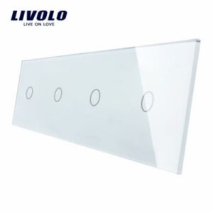 Panou 4 intrerupatoare simple cu touch Livolo din sticla Alb BB-C7-C1-C1-C1-C1-11