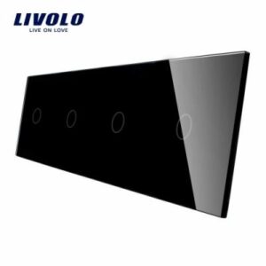 Panou 4 intrerupatoare simple cu touch Livolo din sticla Negru BB-C7-C1-C1-C1-C1-12