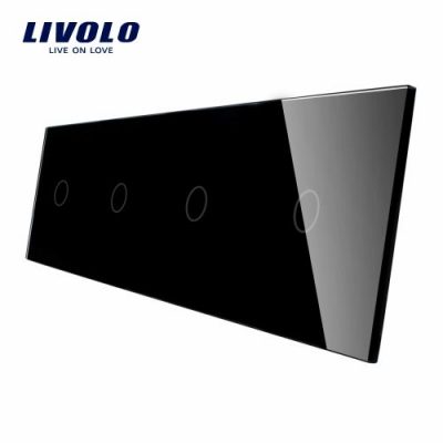Panou 4 intrerupatoare simple cu touch Livolo din sticla Negru BB-C7-C1-C1-C1-C1-12