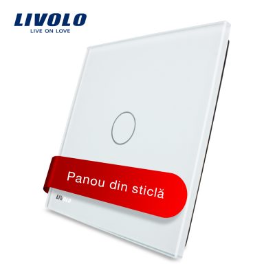 Panou intrerupator cu touch Livolo din sticla Alb BB-C7-C1-11