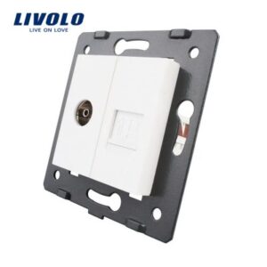 Priza dubla televizor plus priza internet Livolo Alb VL-C7-1VC-11