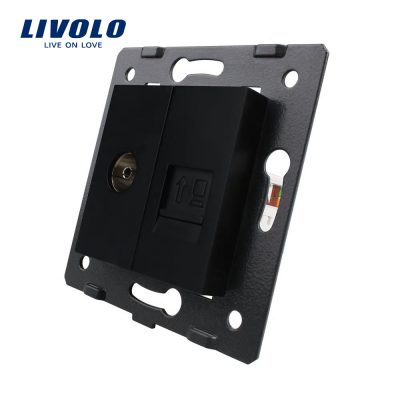 Priza dubla televizor plus priza internet Livolo Negru VL-C7-1VC-12