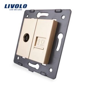 Priza dubla televizor plus priza internet Livolo Auriu VL-C7-1VC-13