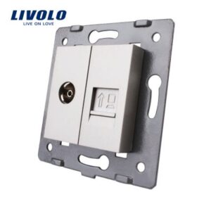 Priza dubla televizor plus priza internet Livolo Gri VL-C7-1VC-15
