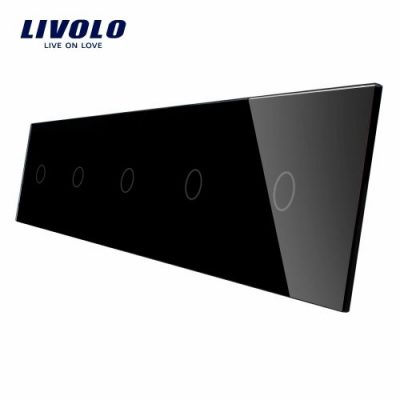 Panou 5 intrerupatoare simple cu touch Livolo din sticla Negru BB-C7-C1-C1-C1-C1-C1-12
