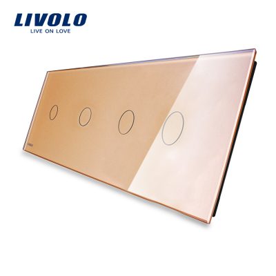 Panou 4 intrerupatoare simple cu touch Livolo din sticla Auriu BB-C7-C1-C1-C1-C1-13