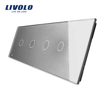 Panou 4 intrerupatoare simple cu touch Livolo din sticla Gri BB-C7-C1-C1-C1-C1-15