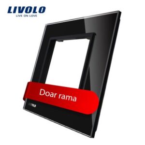 Rama priza simpla Livolo din sticla Negru BB-C7-SR-12