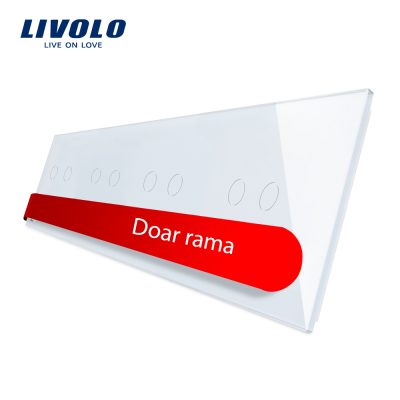 Panou intrerupator dublu plus dublu plus dublu plus dublu cu touch Livolo din sticla Alb BB-C7-C2-C2-C2-C2-11