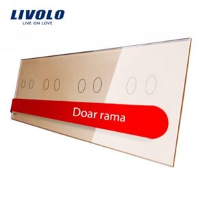 Panou intrerupator dublu plus dublu plus dublu plus dublu cu touch Livolo din sticla Auriu BB-C7-C2-C2-C2-C2-13