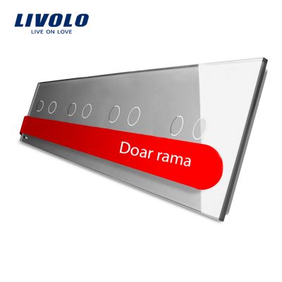 Panou intrerupator dublu plus dublu plus dublu plus dublu cu touch Livolo din sticla Gri BB-C7-C2-C2-C2-C2-15