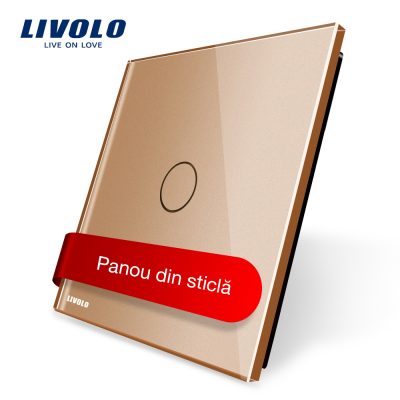 Panou intrerupator cu touch Livolo din sticla Auriu BB-C7-C1-13
