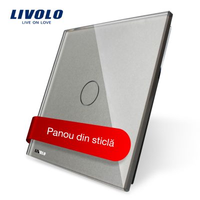 Panou intrerupator cu touch Livolo din sticla Gri BB-C7-C1-15