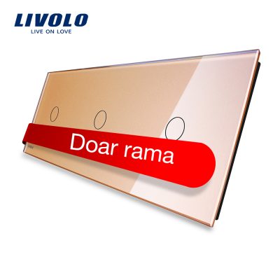 Panou intrerupator simplu plus simplu plus simplu cu touch Livolo din sticla Auriu BB-C7-C1-C1-C1-13