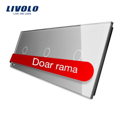 Panou intrerupator simplu plus simplu plus simplu cu touch Livolo din sticla Gri BB-C7-C1-C1-C1-15