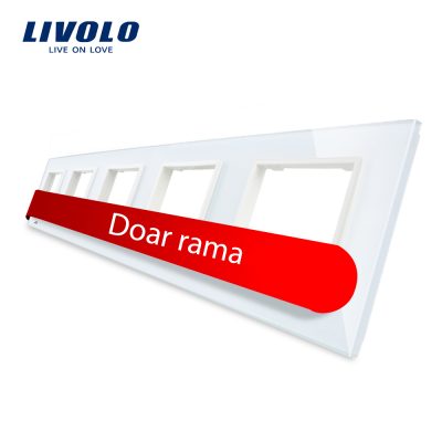 Rama cvintuplu din sticla Livolo Alb BB-C7-5SR-11