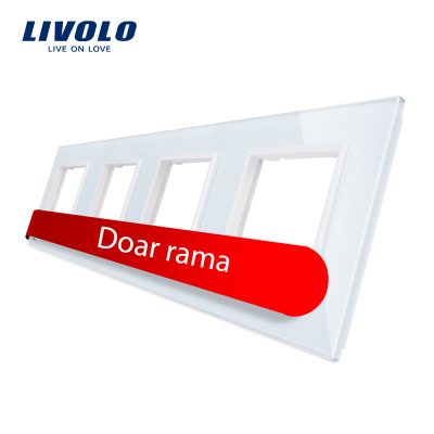 Rama priza cvadrupla Livolo din sticla Alb BB-C7-4SR-11